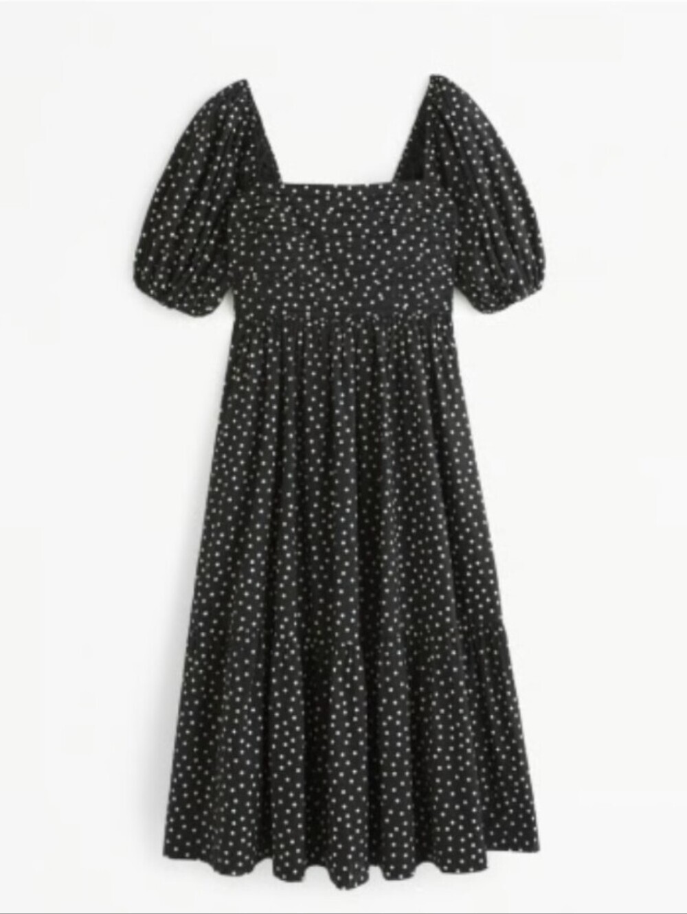 A&F Emerson Poplin Puff Sleeve Midi Dress Black/White Polka Dot Size XSP NWT